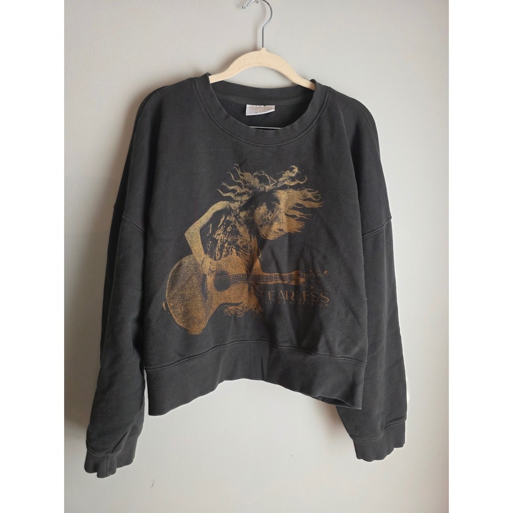 Taylor Swift Fearless Taylors Version Sweatshirt Charcoal Gray Graphic XL